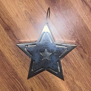 Silver Metal Star Hanging Candle